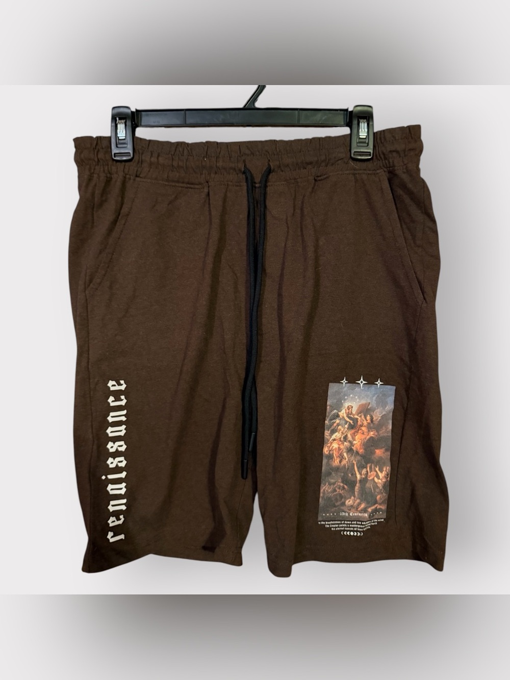 Triumph Tragedy Men’s Medium Brown Renaissance Graphic Shorts Streetwear